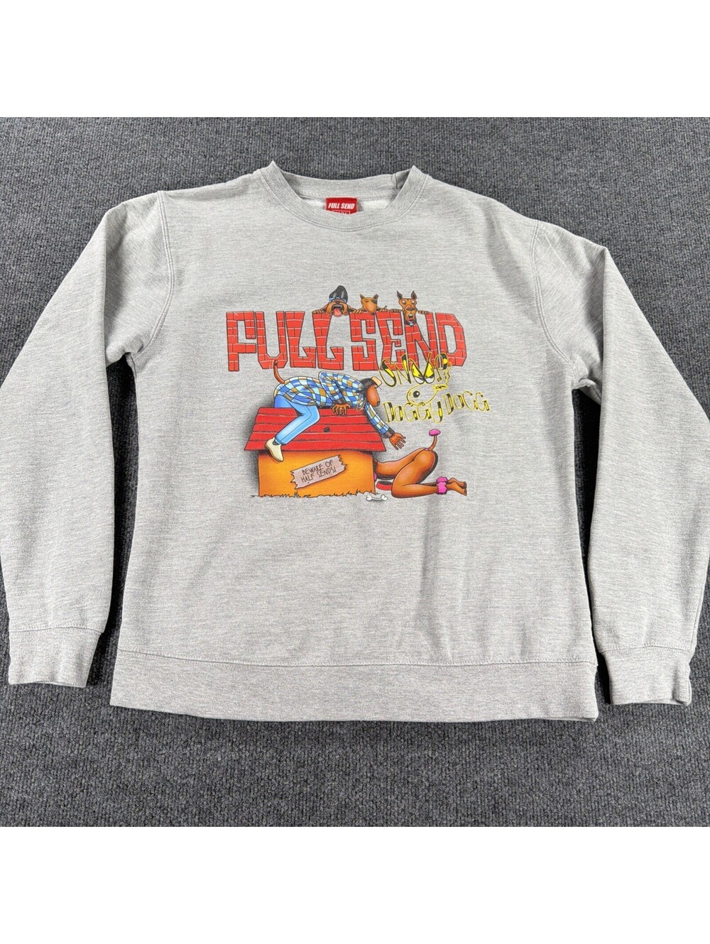 FULL SEND Snoop Dogg Graphic Crewneck Sweatshirt M Grey